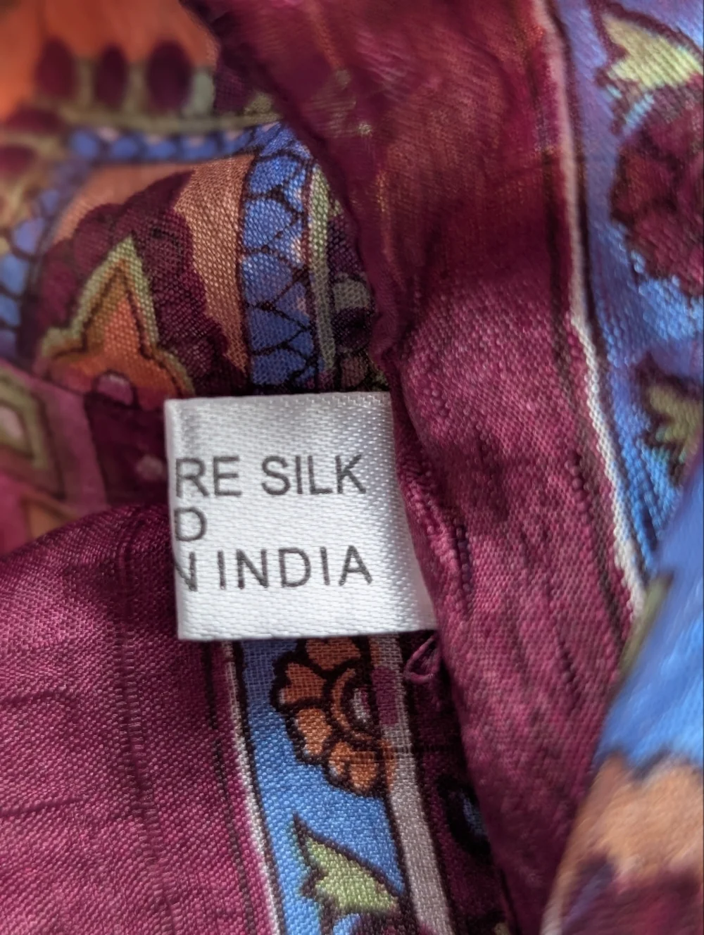 Pure Silk Indian Scarf Elephant Floral Geometric Print